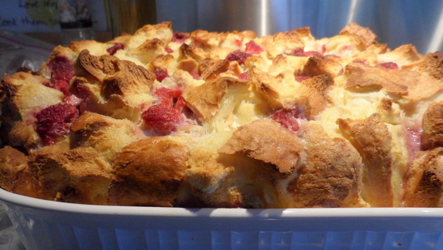 Raspberry Lemon Strata with Maple Syrup