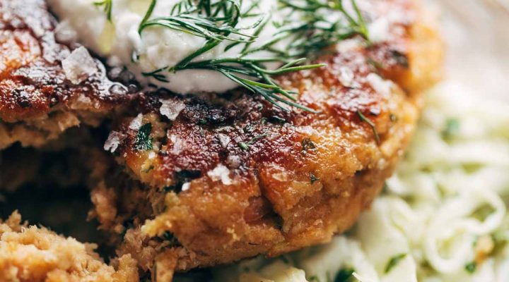 Luscious Wild Salmon Burgers with Sweet Mustard Tarragon-Dill Sauce