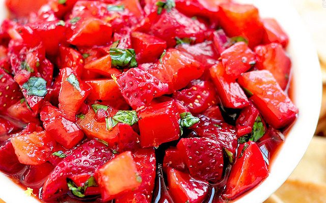 Strawberry Basil Salad with Rosemary Cornbread