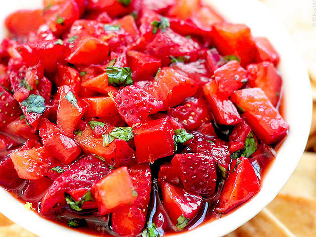 Strawberry Basil Salad with Rosemary Cornbread