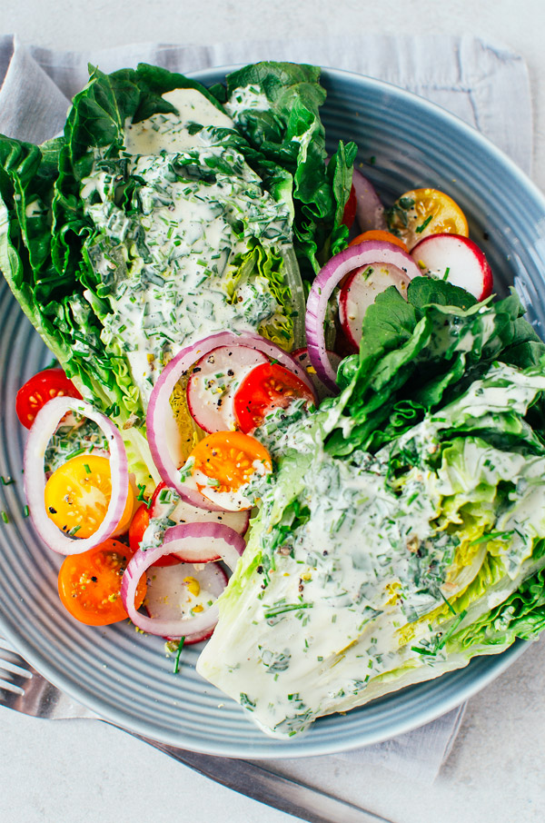 Little Gem Salad with Green Goddess Dressing - Cooking with