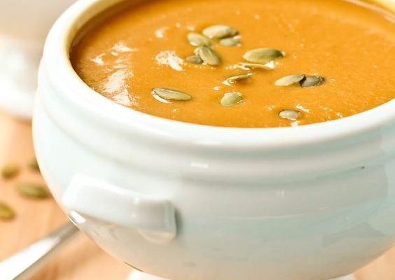 Velvety Acorn Squash Soup with Leeks, Ginger and Coconut