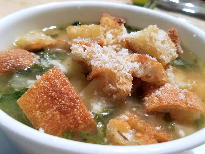 Italian Potato and Bean Soup With Crispy Parmesan Croutons