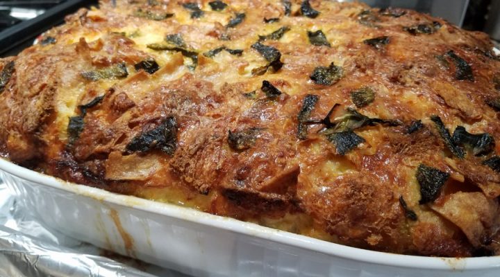 Strata of Leek, Sage and Gruyere