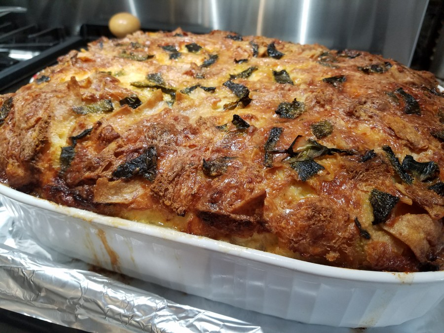 Strata of Leek, Sage and Gruyere