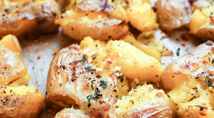 Lemony Garlicky Smashed Potatoes