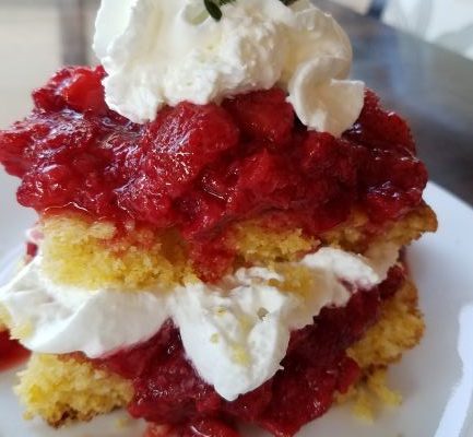 Sweet Rosemary Cornbread with Strawberries & Whipped Cream