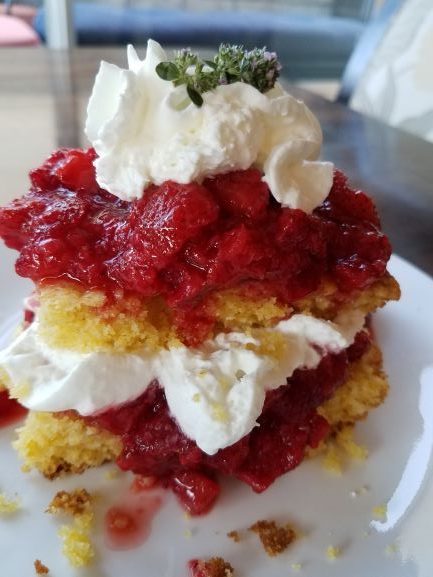 Sweet Rosemary Cornbread with Strawberries & Whipped Cream